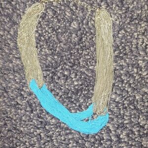 Elegant Gold and Blue Layered Necklace